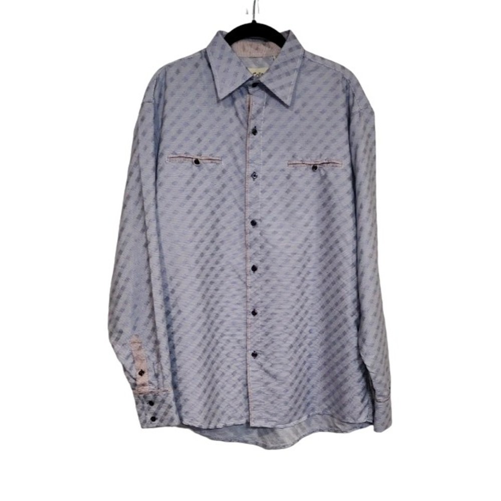 H2O COLLECTION MEN Purple Diamond Pattern LONG SLEEVE CASUAL SHIRT SIZE Large L